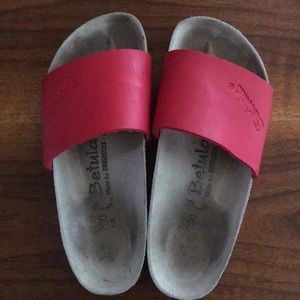 Red slip on Birkenstocks